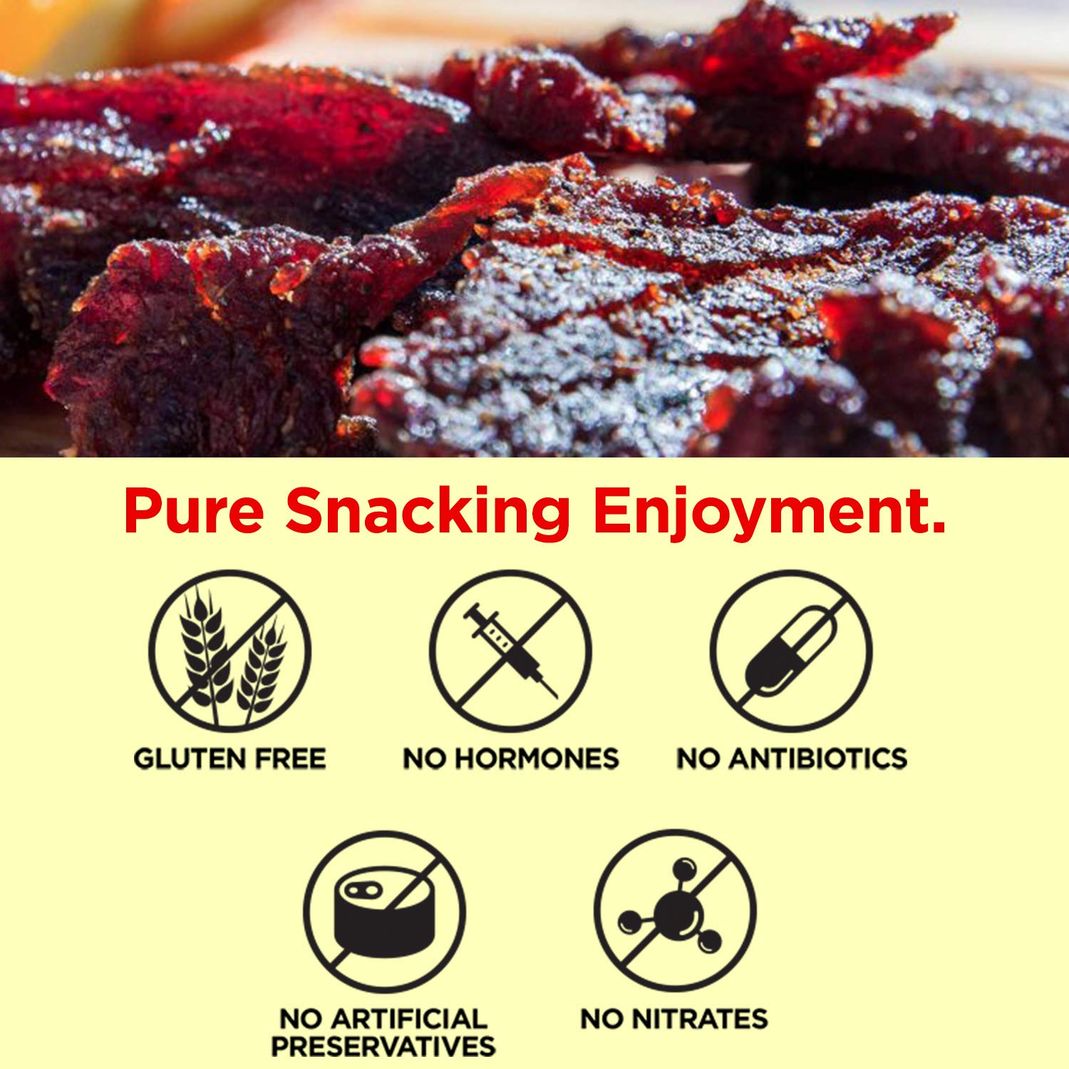 Smokehouse BBQ Grass Fed Beef Jerky - 120 Calorie Snacks, Gourmet, Healthy, Low Carb, High Protein - Keto Friendly & Gluten Free (3 Packs)