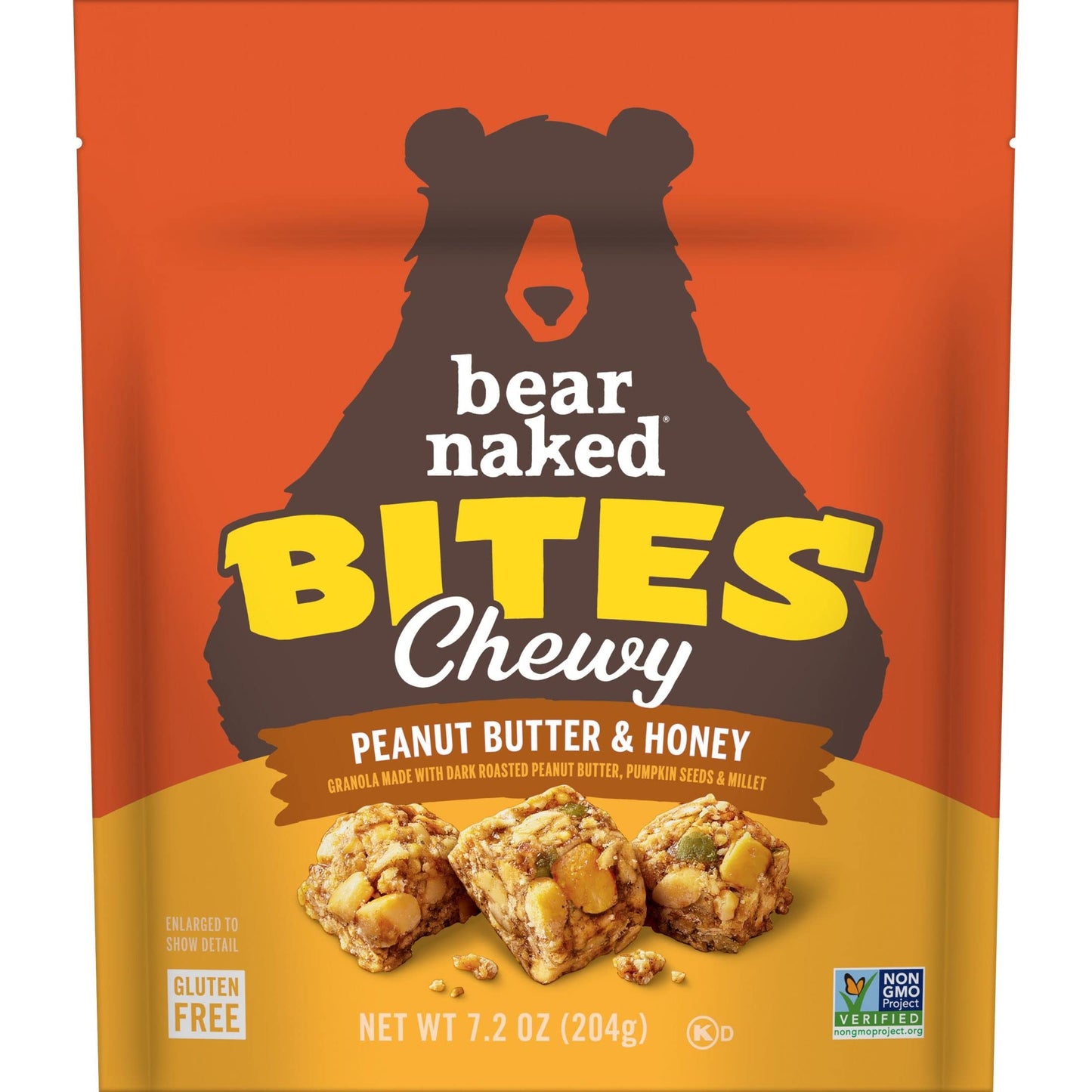 Bear Naked Granola Bites, Vegetarian, Gluten Free Snacks, Peanut Butter and Honey, 7.2oz Bag (1 Bag)