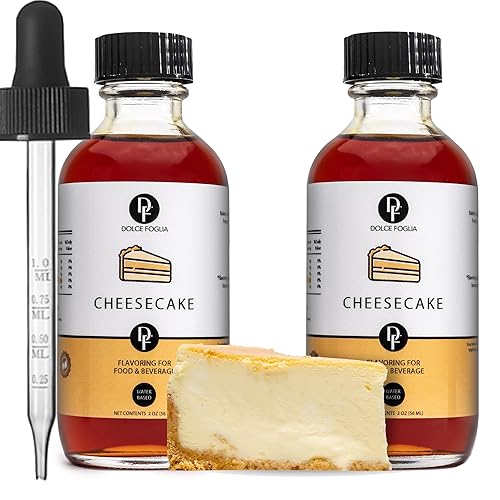 Dolce Flav Cheesecake Extract - 2 Ounce Water-Soluble Kosher, Sugar-Free, Concentrated Creamy Flavor for Desserts, Frostings & Pastries, Includes