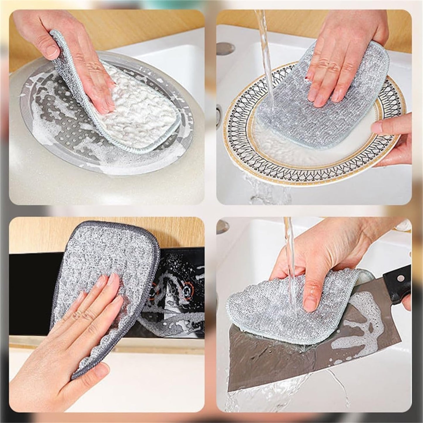 Fuiyuqa Multipurpose Wire Dishwashing Rags for Wet and Dry, Reusable Wire Miracle Cleaning Cloths, Round Wire Washing Cloth, Non Scratch Wire