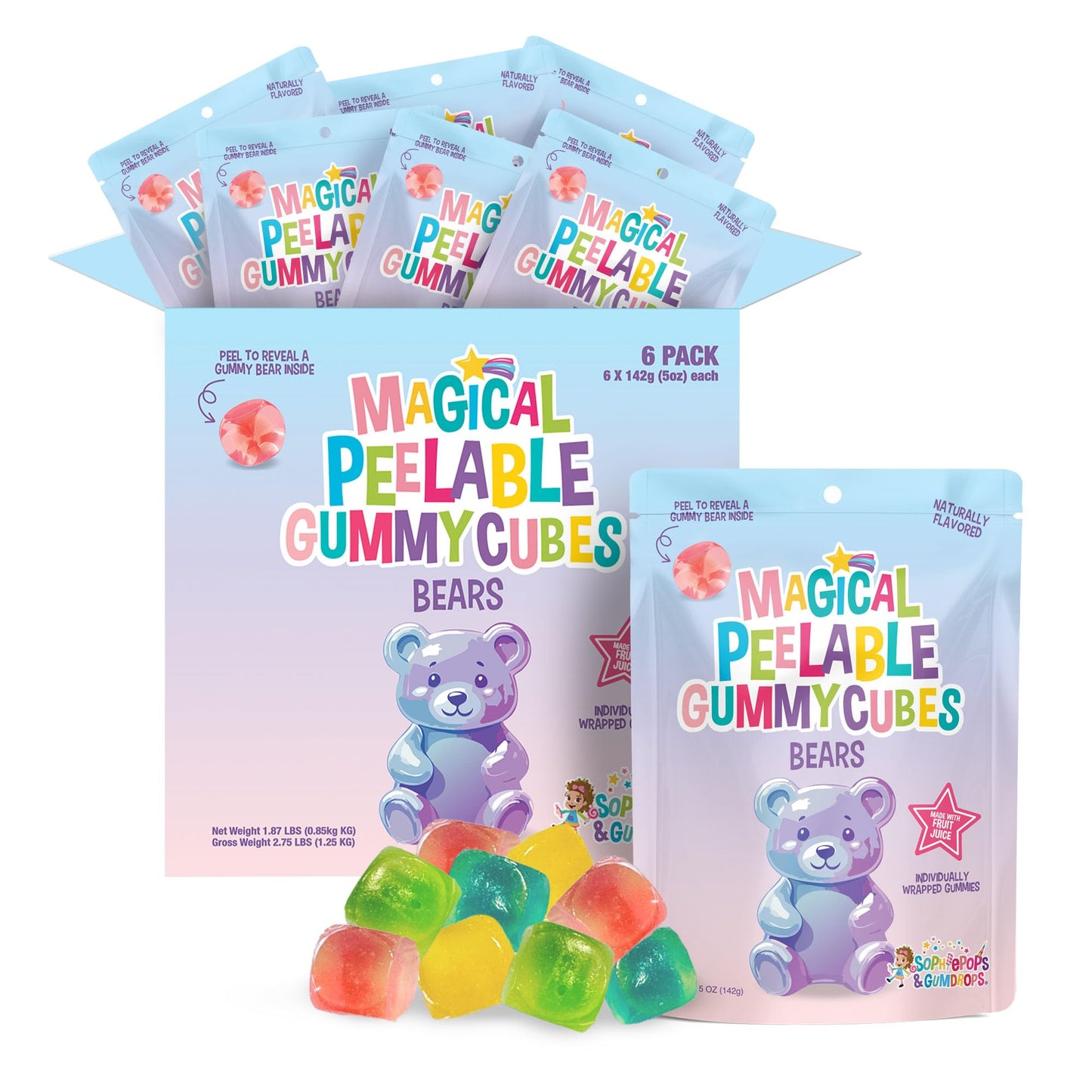 Peelable Gummy Cubes ~ Bear (5 oz, 6 PACK)