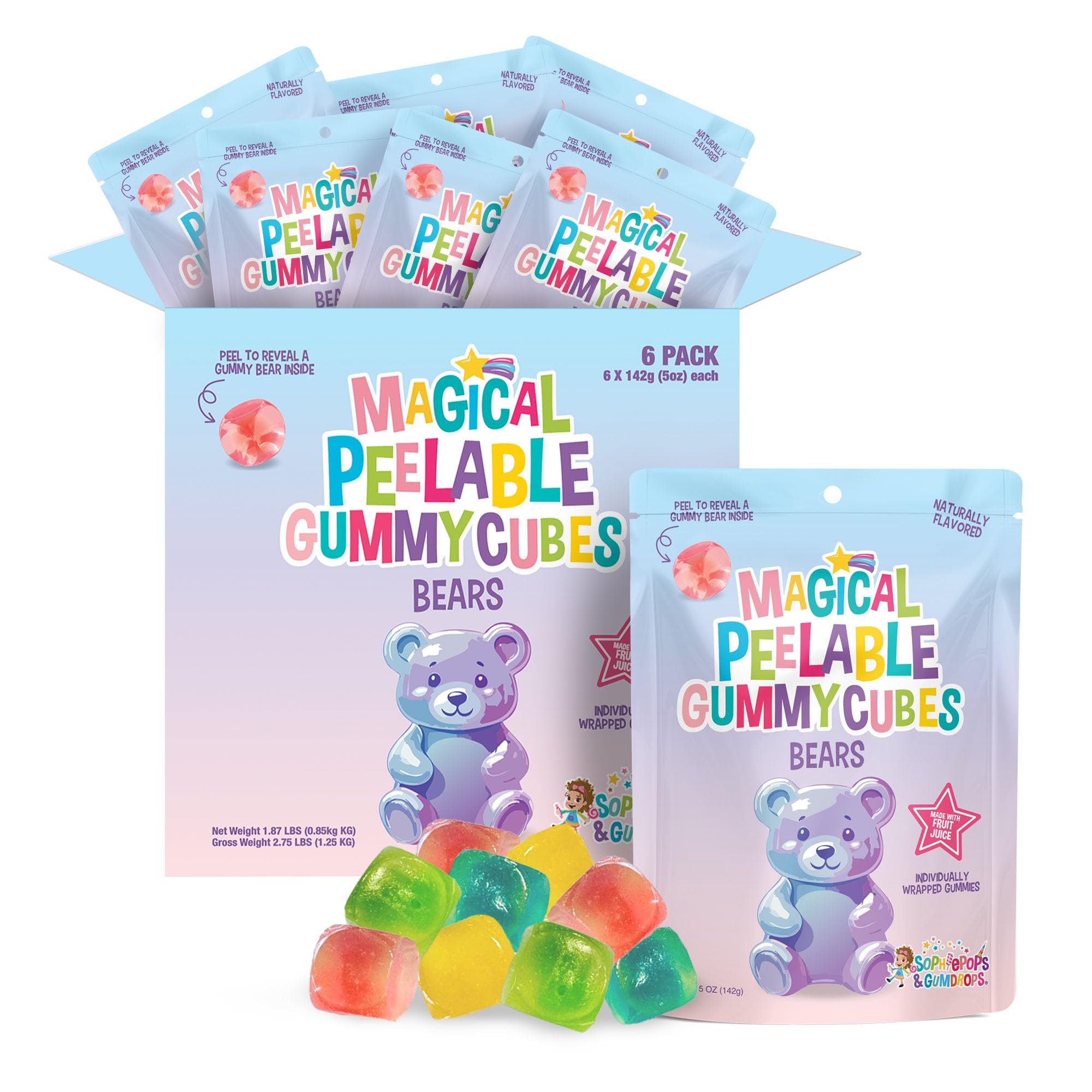 Peelable Gummy Cubes ~ Bear (5 oz, 6 PACK)