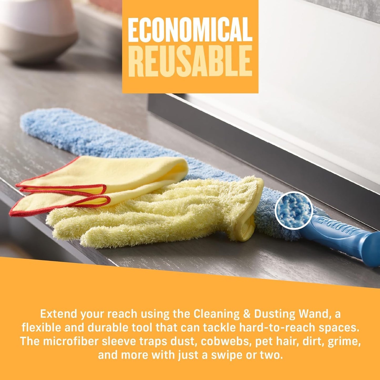 E-Cloth Duster & Cleaning Bundle - Microfiber Cloth Set - Includes Flexi-Edge Floor Dusting Mop, High Performance Dusting Cloth & Glove, Cleaning