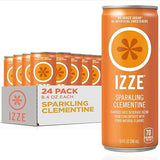 IZZE Sparkling Water Juice Beverage Blend, Clementine, No Sugar Added, 8.4 FL OZ, 24 Cans