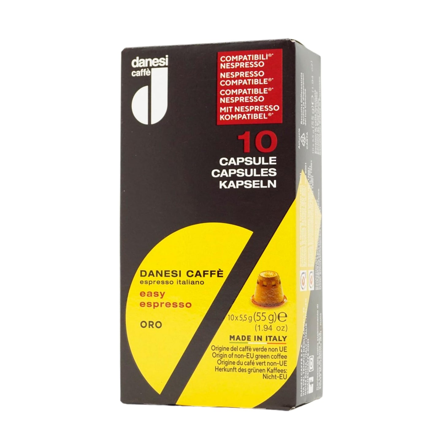 Danesi Caffe Italian Coffee Capsules - Medium Roast Espresso Coffee Pods for Home & Office Use - Premium Italian Oro Blend, 50-Count Pack