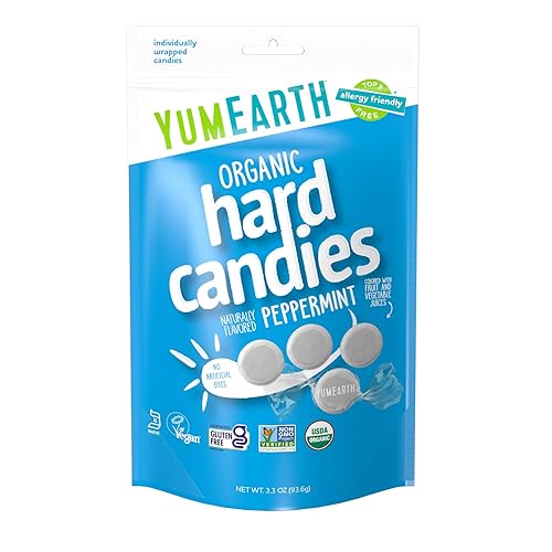 YumEarth Organic Wild Peppermint Drops - Mint Flavored Natural Hard Candy, Peppermint Candy for Kids - Allergy Friendly, Non GMO, Gluten Free, Vegan