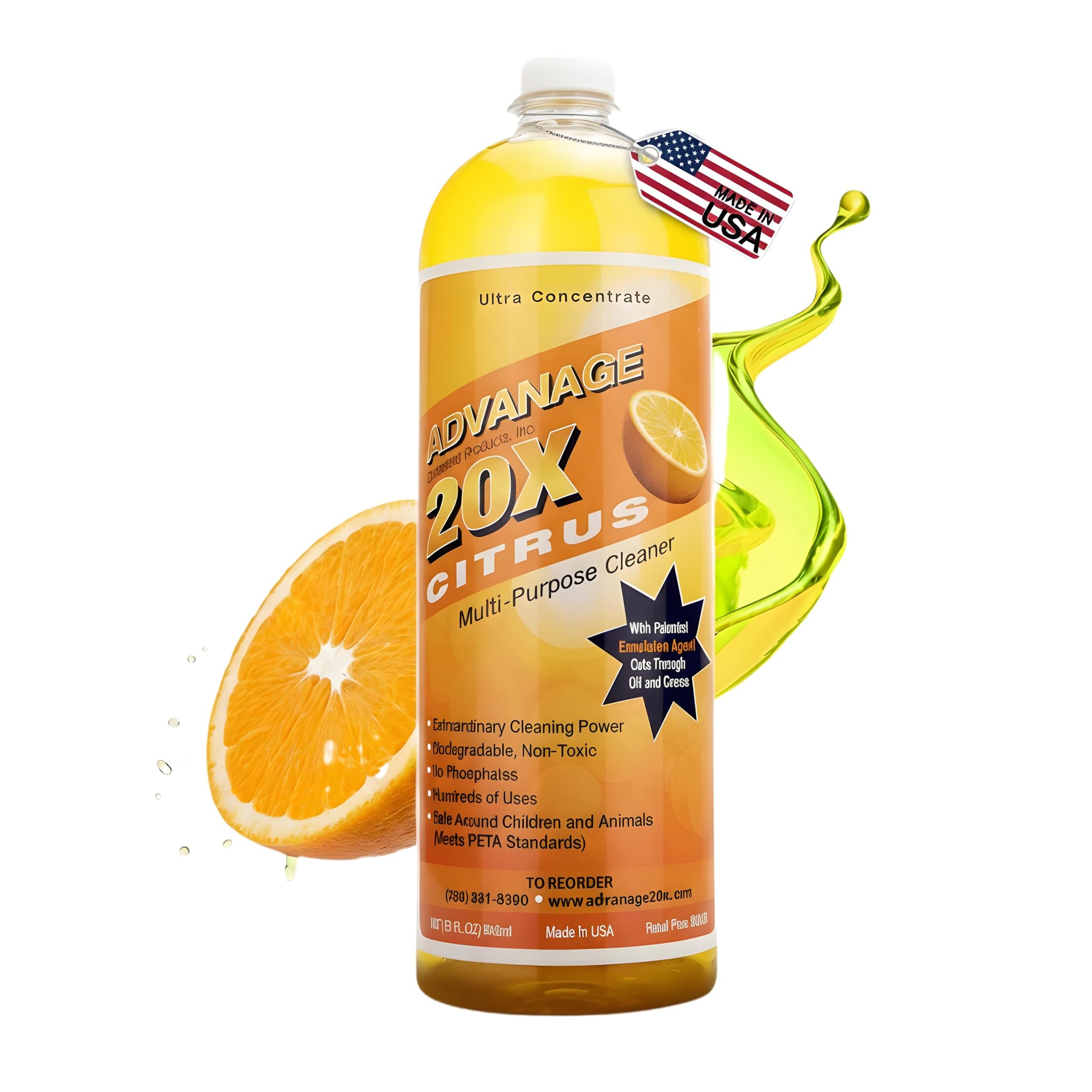 Advanage 20X Household Cleaner Concentrate Refill, 32 oz | Citrus All Purpose Cleaner | Multi Surface Dilute for Floors, Carpets, Glass, Counters