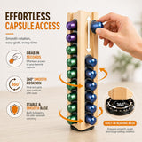 VOMELON Wooden Coffee Pod Holder Compatible with Nespresso Original Pods,Rotating Vertical Carousel Pod Holder Coffee Station Countertop Organizer