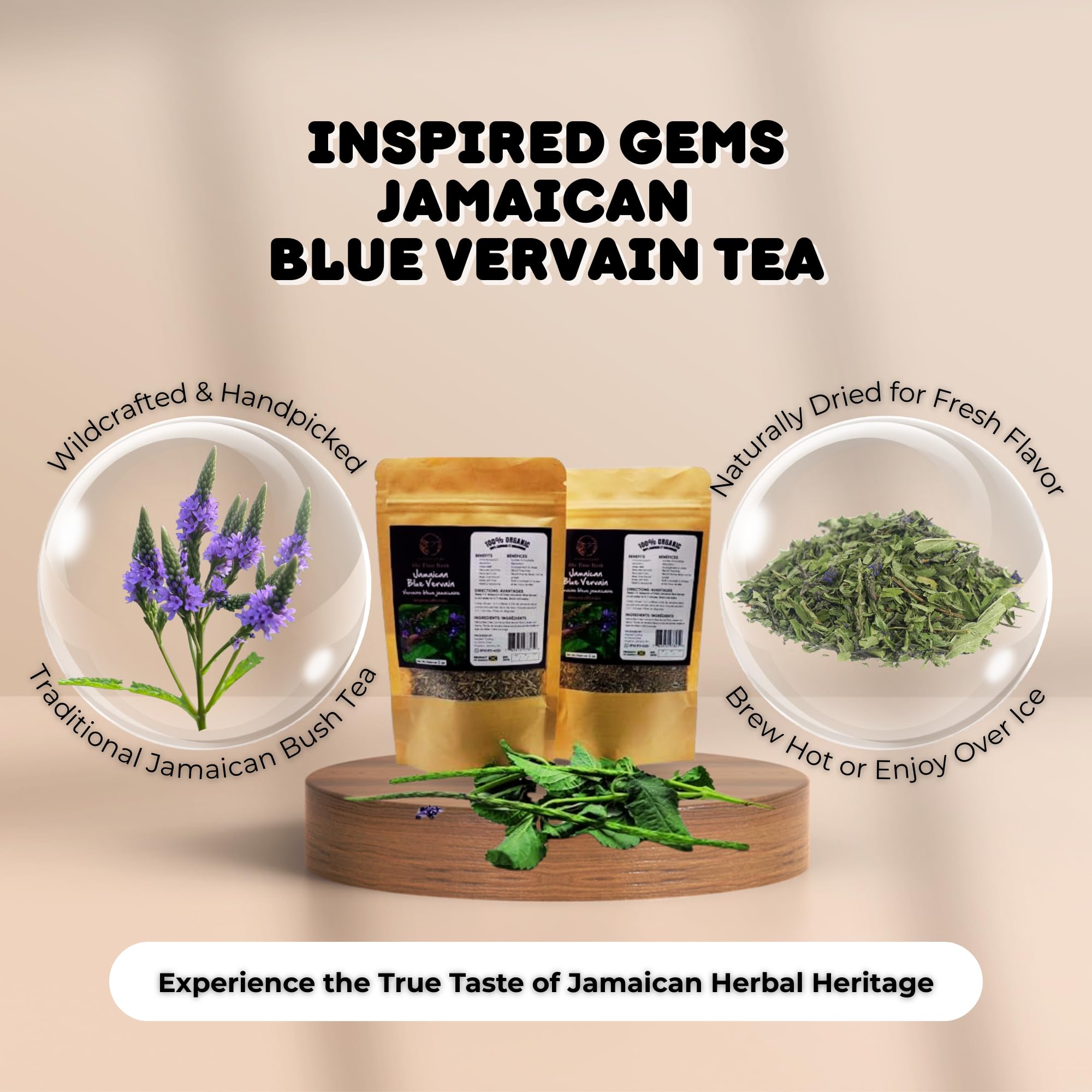 100% Jamaican Blue Vervain organic tea-2Pack-.handpicked in Jamaica- Blue Vervain herb, Jamaica Bush tea, Jamaican Herbs