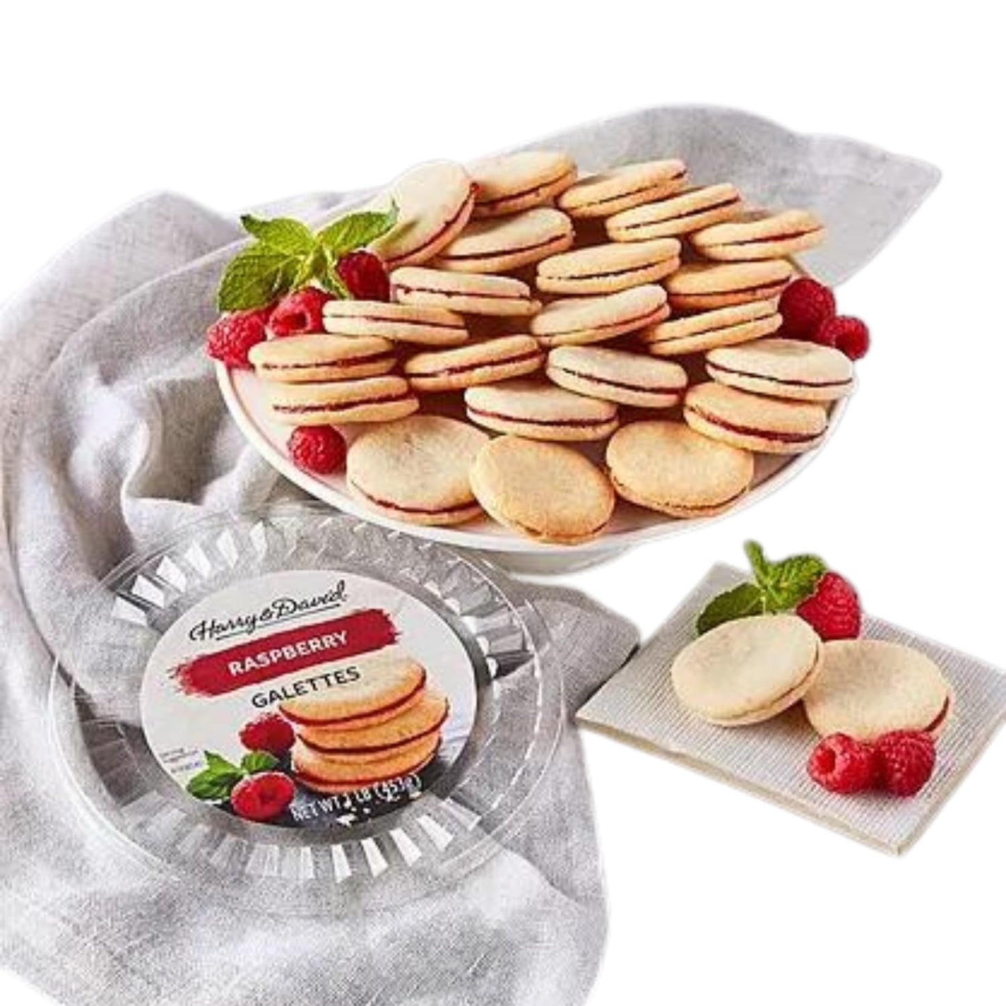 Harry & David Raspberry Galette Cookie Tub, 24 Cookies, Gourmet Butter Cookies With Raspberry Filling, Great For All Occasions, Gift Basket, Family