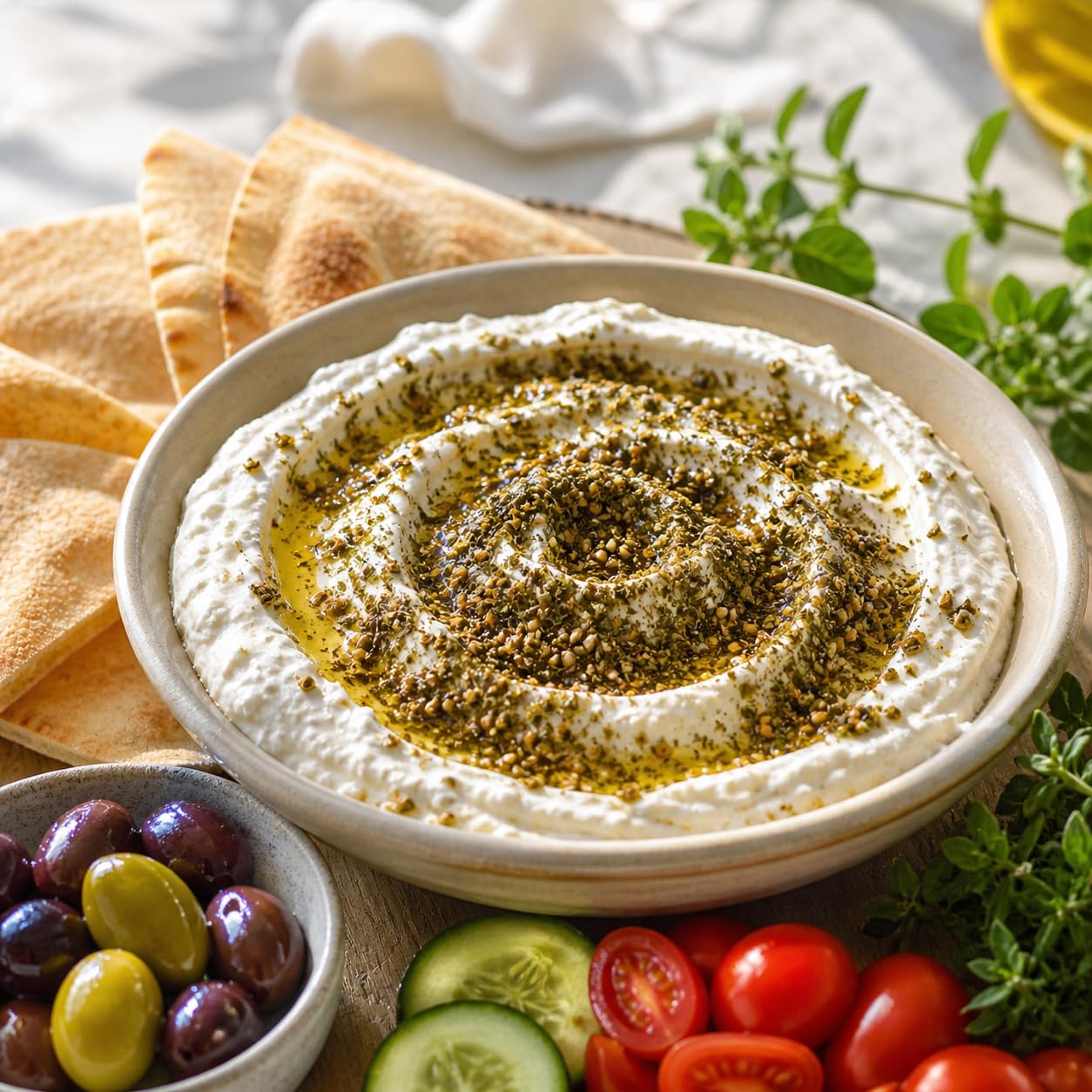 Tazah Zaatar 16oz Jordanian Zatar Spice Blend Green Za'atar Thyme Mixture in Bag