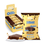 Munch Better PB Blast! Protein Brownies - 15g Protein, Gluten-Free, Low Sugar, Soft Baked Peanut Butter Brownie Bars, 7g Collagen, Clean Ingredients