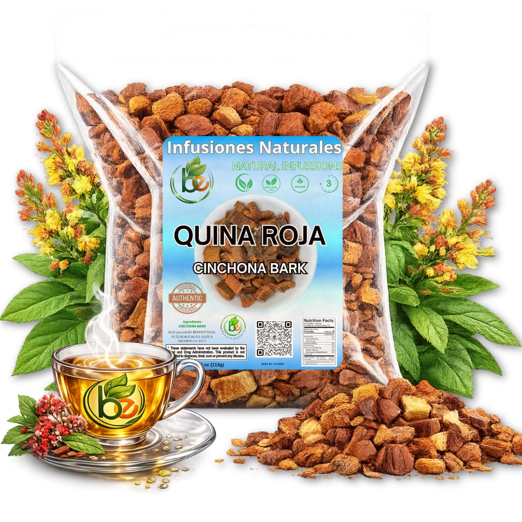 Quina Roja Herbal Tea (Red Cinchona Bark) - 4 oz (113 g) - 100% Natural, Vegan, Non-GMO, Gluten-Free, Wildcrafted Herbal Tea - Crafted by Nature