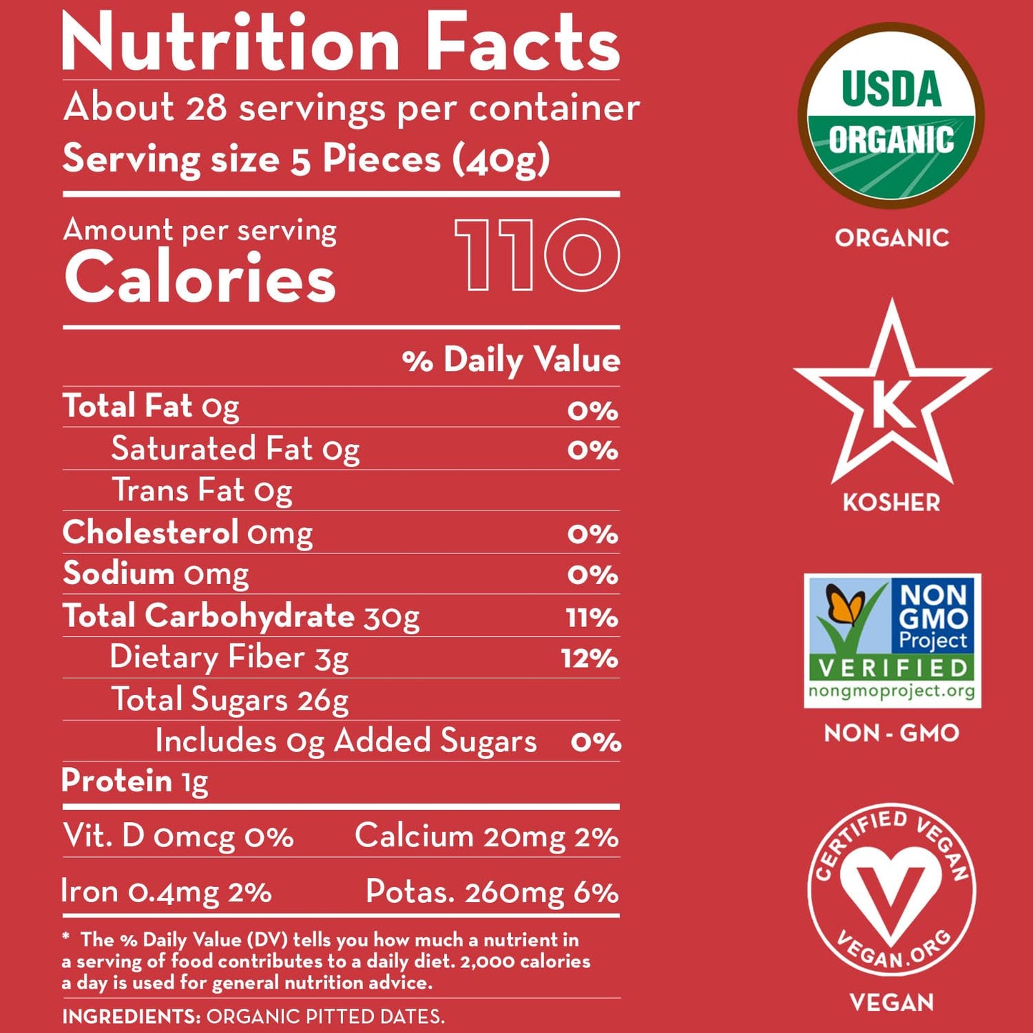 Sunny Fruit Organic Dried Pitted Deglet Nour Dates, 2.5 Pound Bulk Bag | No Preservatives, No Sugar Added | Healthy, Sweet Snack | ORGANIC, NON-GMO