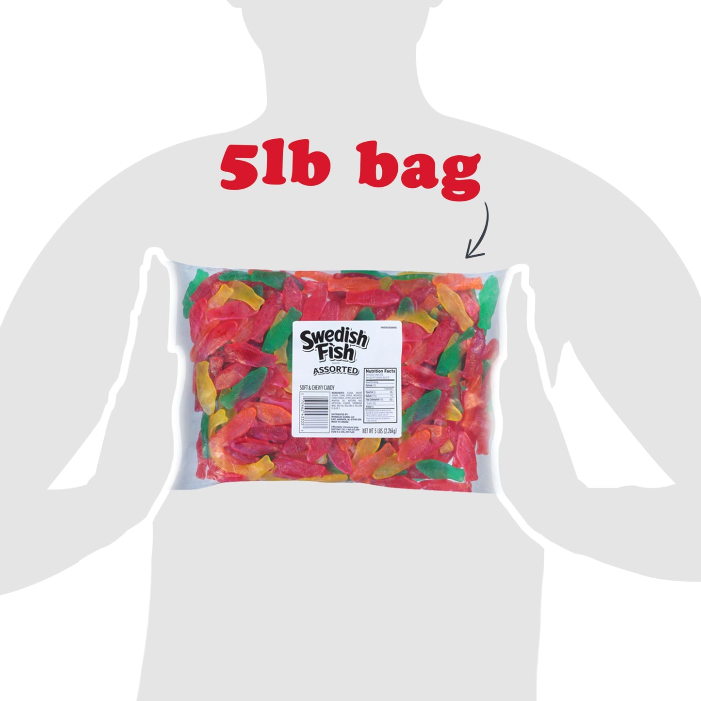 SWEDISH FISH Assorted Soft & Chewy Gummy Candy, Bulk Candy, 5 lb