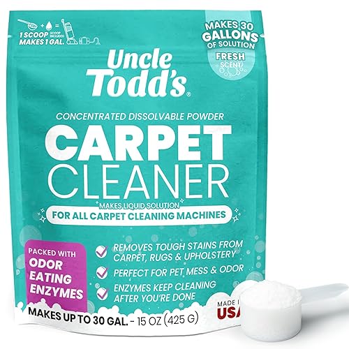 Uncle Todd's Carpet Cleaner Powder for Machines | Makes 30 Gallons of Carpet Cleaner Solution | Enzyme Formula Carpet Deodorizer | Removes Pet Odors