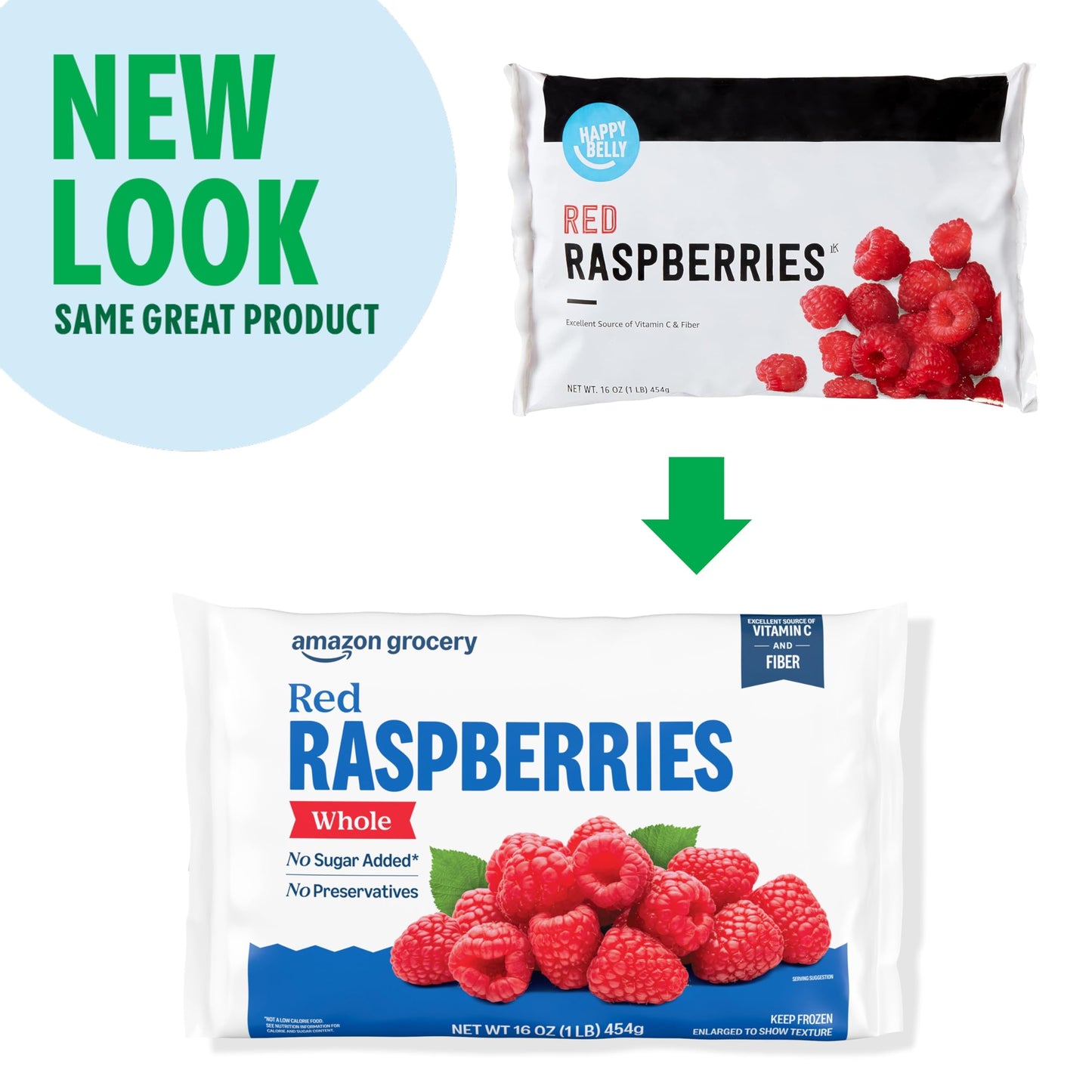 Amazon Grocery, Whole Red Raspberries, 16 oz, Frozen (Previously Happy Belly, Packaging May Vary)