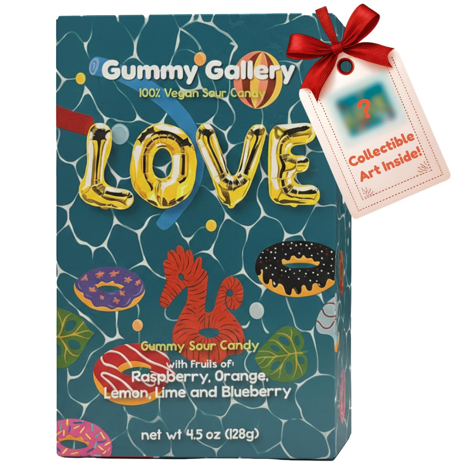 Gummy Gallery Vegan Sour Gummies, Joel Mesler Edition, Soft Chewy Candy with Assorted Fruit Flavors, Non-GMO & No Preservatives, Collectible Art Box