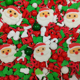 1 Bottle Christmas Sprinkles for Cookie Decorating Cake Toppers Candy Santa Claus Cupcake Topper Dessert Sprinkle with 6 Pieces Santa Claus