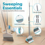BLACK+DECKER Butler Broom and Dustpan Set for Home, Short Handle, Stand Up and Lightweight Space Saving Dust Pan and Broom Combo for Kitchen, Living