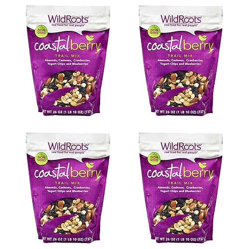 Wild Roots 100% Natural Trail Mix Coastal Berry Blend Special Value 4 PacK (26 oz Each)
