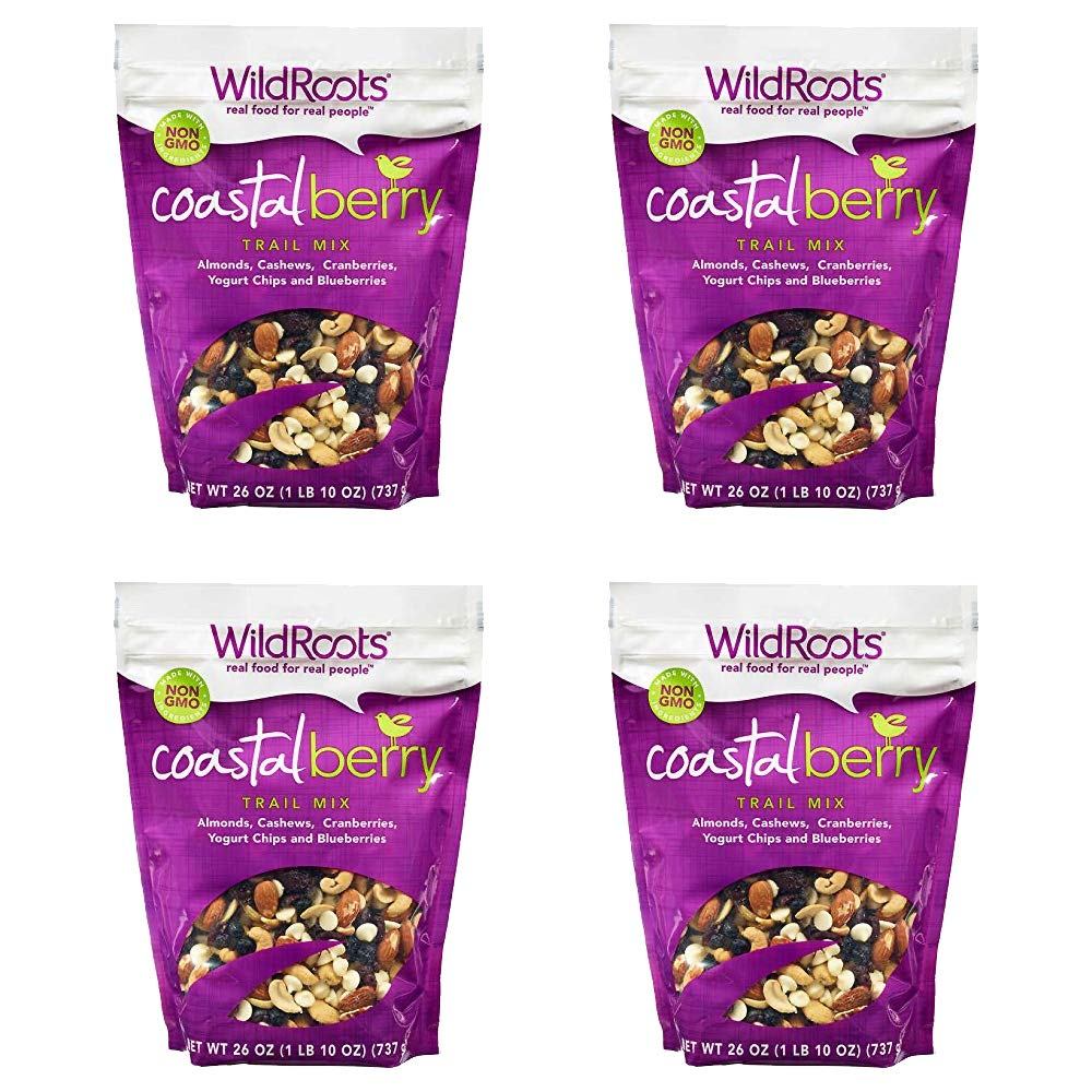Wild Roots 100% Natural Trail Mix Coastal Berry Blend Special Value 4 PacK (26 oz Each)