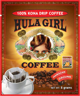 Hula Girl 100% Kona Drip Coffee Single Serve Pour Over, Box of 5 Sachets, Net Wt: 1.41oz (40g)