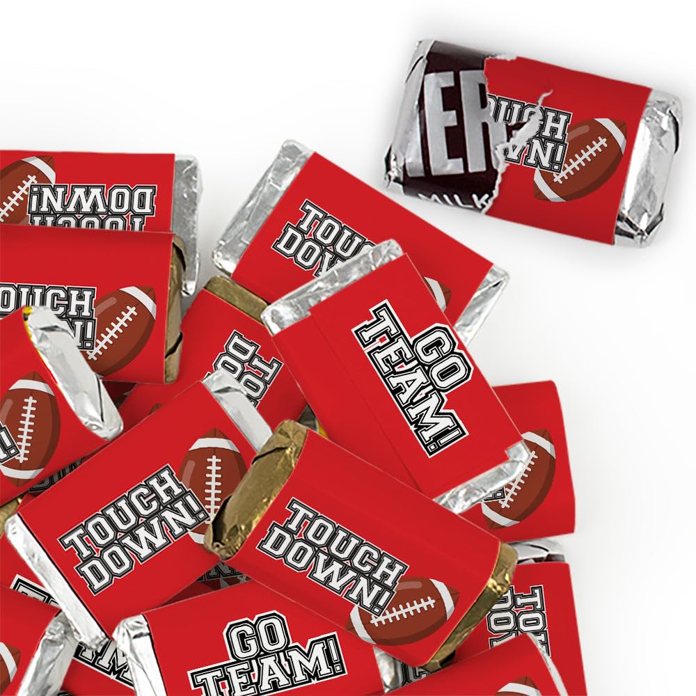 68 Pcs Red Football Party Candy Favors Miniatures Chocolate - Touchdown