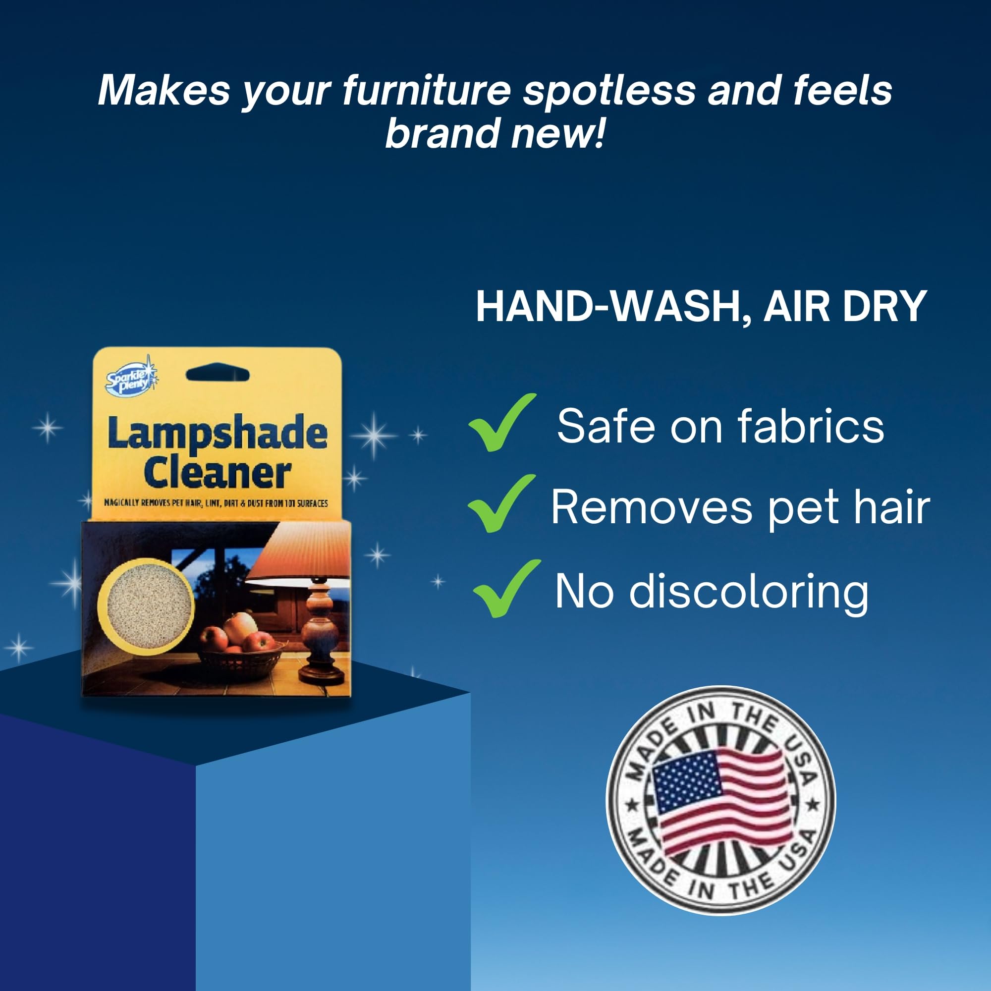 Sparkle Plenty Lampshade Cleaner - Dry Magic Dust Sponge for Lamp Shade - Dry Dusting Sponge Scrub for Fabric & Window Blinds - Effortless Duster