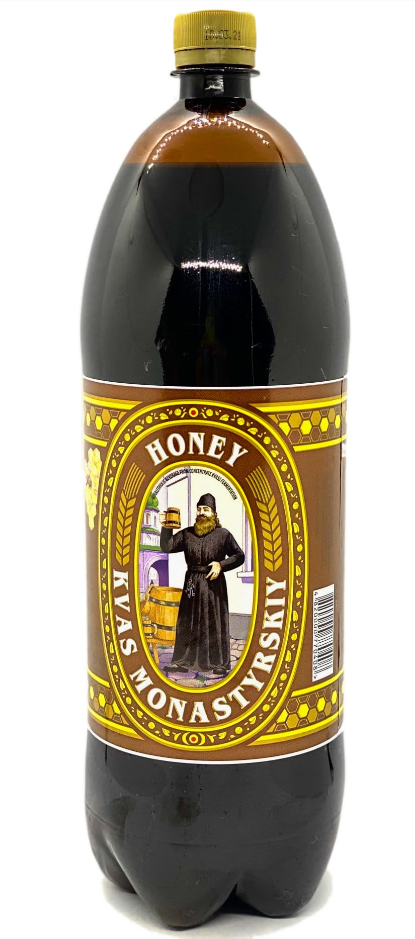 Ukrainian Monastery "Monastyrskiy" Kvas Rye Bread Drink with Honey 67.6 fl oz / 2L - Pack of 3