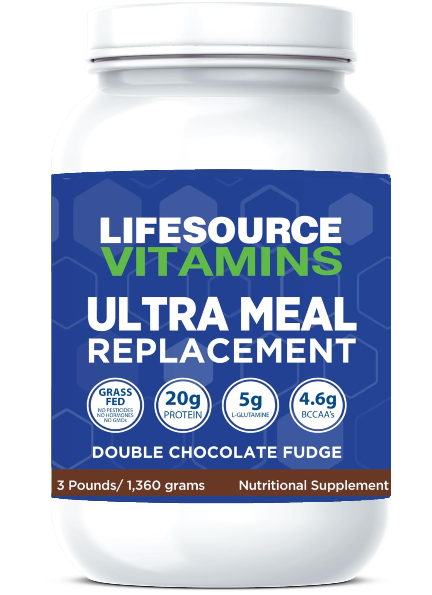 LifeSource Vitamins 3 lb US Dairy Cows Grass Fed Meal Replacement - Double Chocolate Fudge w/Stevia - Free Priority Shipping