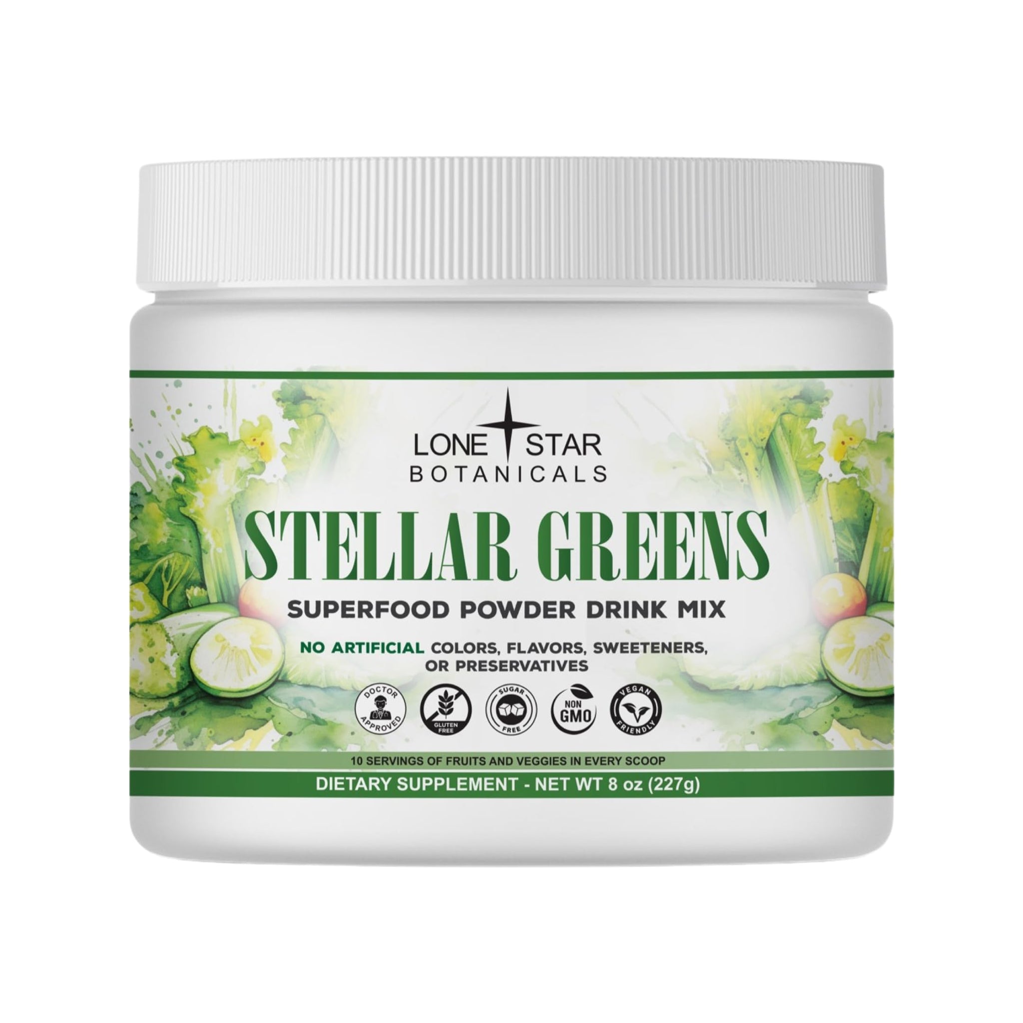 Lonestar Botanicals Superfood Greens, Refreshing Stellar Greens Drink, Organic Superfoods Blend, Revitalizing Elixir (No Artificial Colors, Flavors