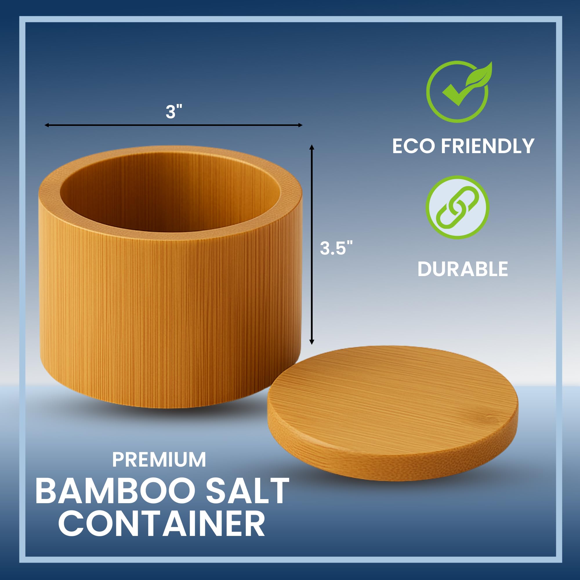 NORTHWARD SPIRIT Bamboo Salt Box Cellar Canister Gift Set With Maldon Sea Salt Flakes 8.5 Oz Box - Great For Salts, Spices, Seasonings In Your Gourmet