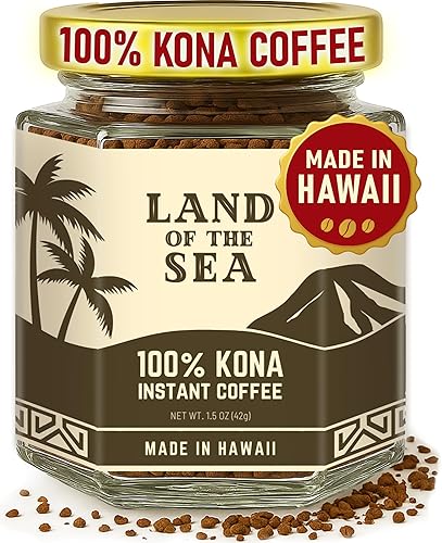 PREMIUM KONA COFFEE 100% - Hawaiian Instant Coffee (1 Pack | 22 Serv.) - Medium Roast, Freeze Dried - Low Acid Arabica Coffee, 1.5 oz