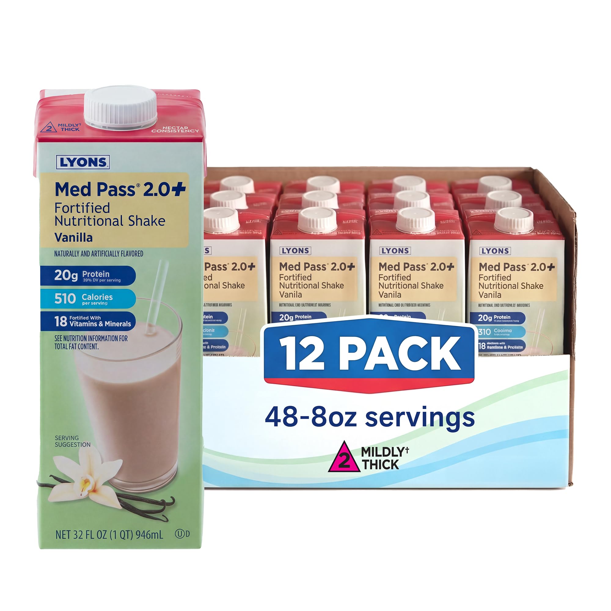 MED PASS 2.0 Fortified Nutritional Shake, Vanilla Flavor, High-Protein, Calorie-Forward Nutrition for Reduced Appetites, Vitamin and Mineral