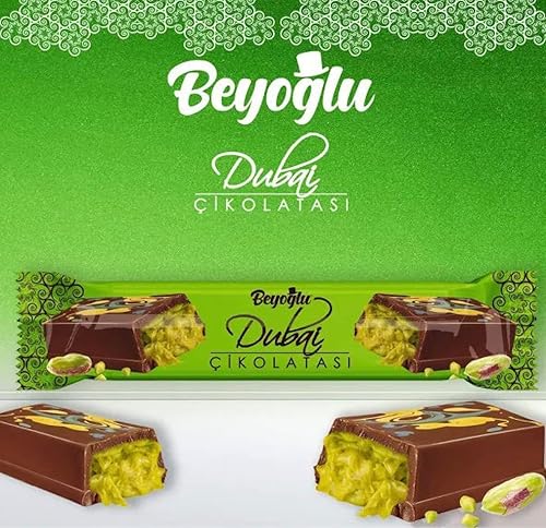 Beyoglu Dubai Chocolate 12-Pack - Milk Chocolate with Kadayif & Pistachio Cream (12 x 35g) - Ships Cold with My Gourmet Foods Thermal Bubble Mailer