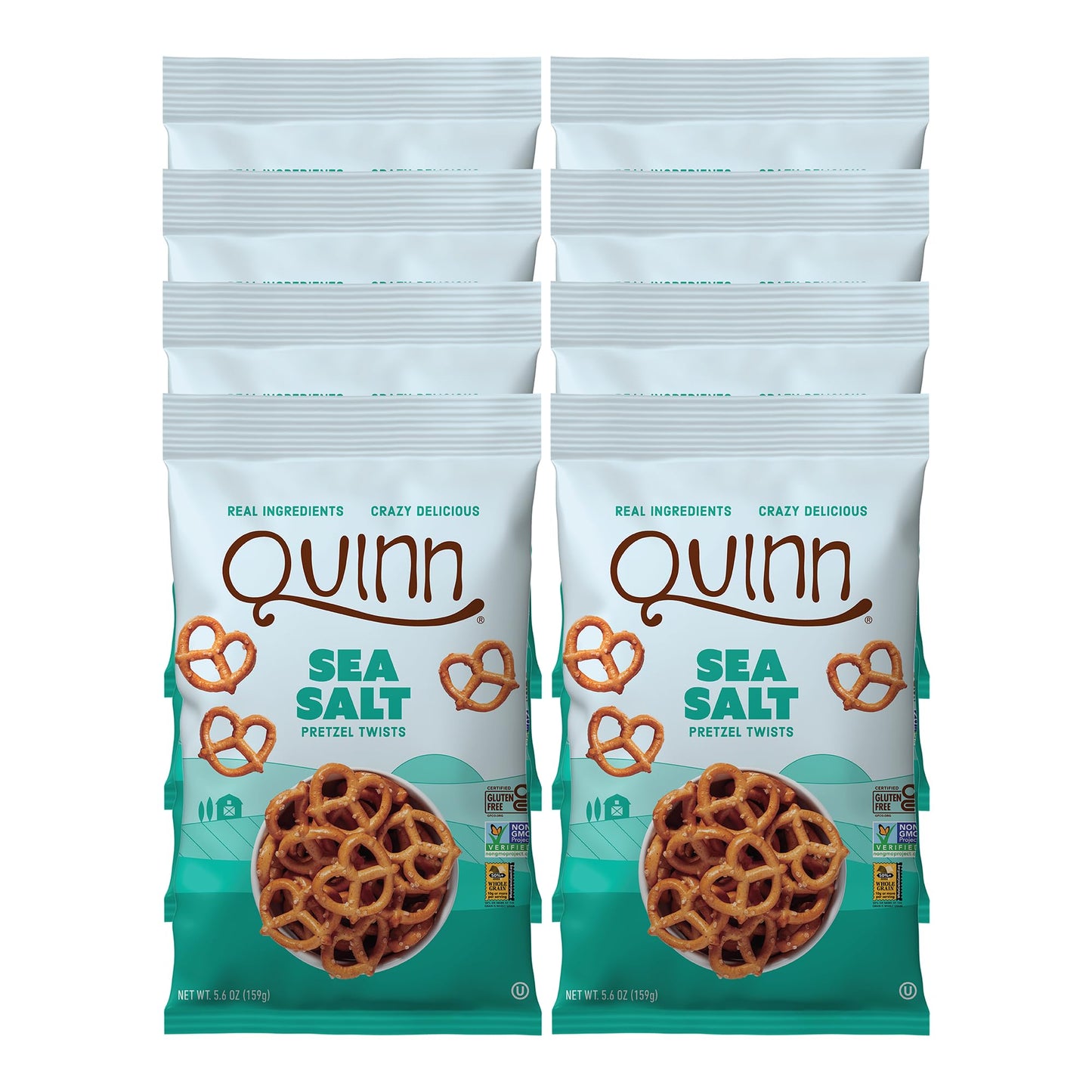 Quinn Whole Grain Sea Salt Pretzel Twists - Made with Real Ingredients, Whole Grain Sorghum, Sea Salt, Vegan, Gluten Free, Dairy Free, Non-GMO - 5.6