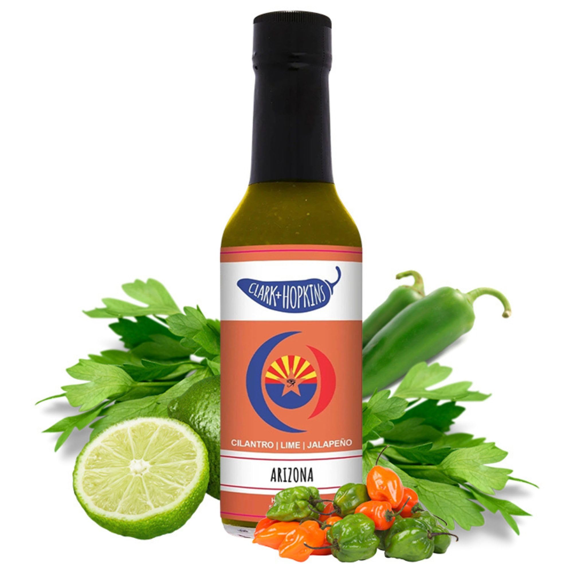 Clark + Hopkins Arizona Sauce, Arizona's Zesty and Refreshing Sauce, Made with Fresh Lime, Cilantro, Jalapen?o and Habanero, 5 Ounce (1 Pack)
