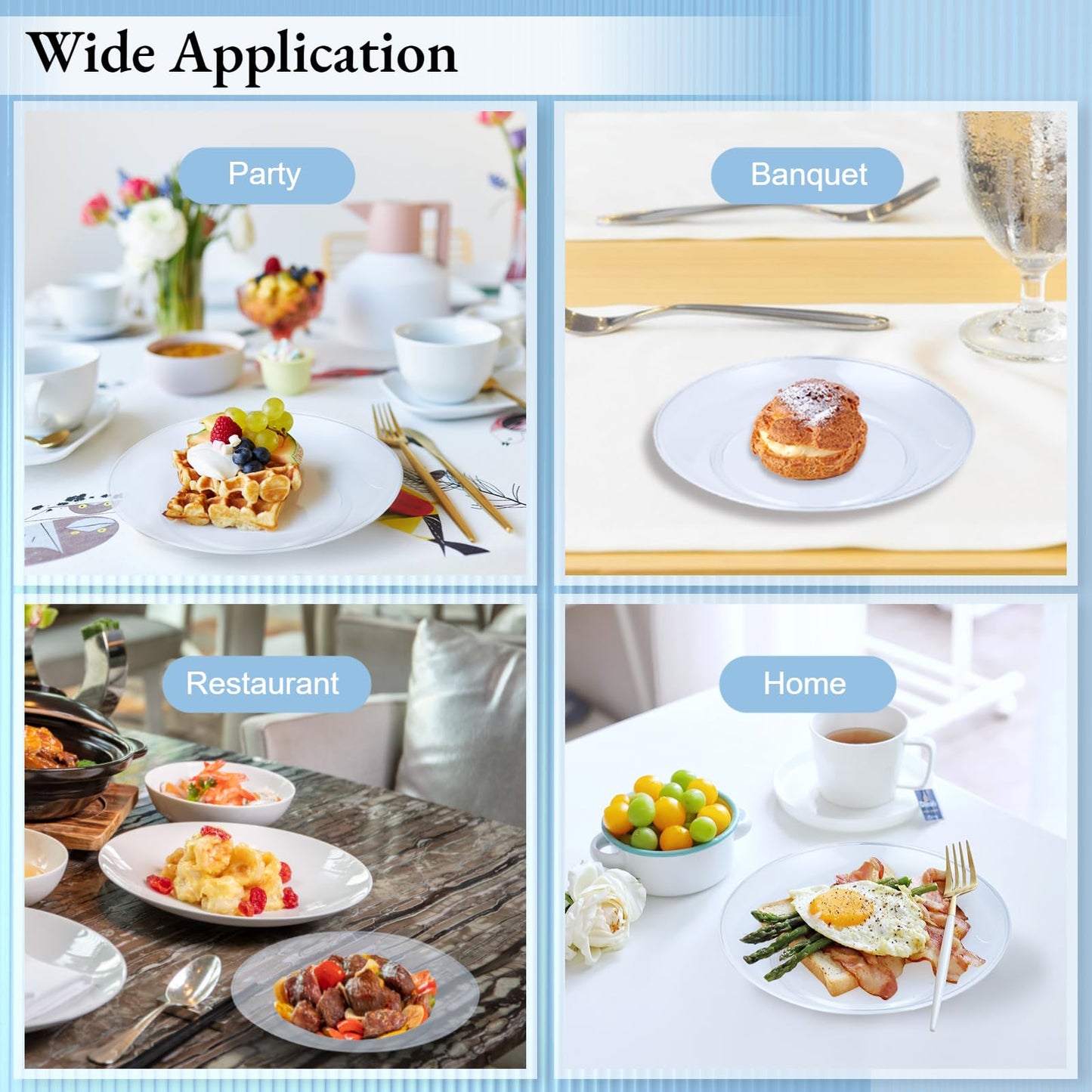 BATTIPAW 200 Pcs Clear Plastic Plates for Party, 5 inch Disposable Hard Plastic Dinner Plates Small Dessert/Salad Plates for Wedding Parties