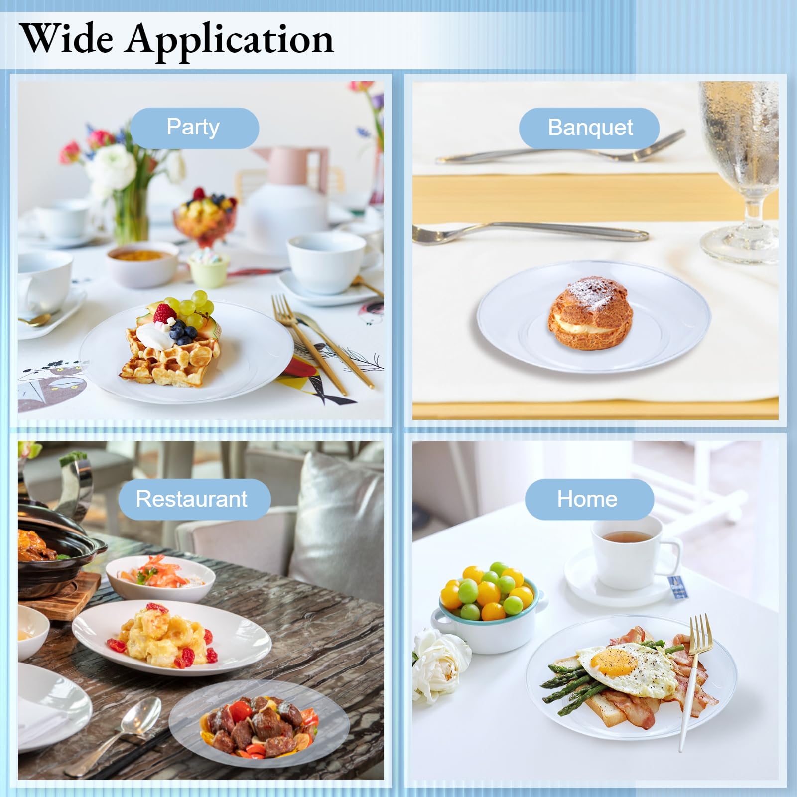 BATTIPAW 200 Pcs Clear Plastic Plates for Party, 5 inch Disposable Hard Plastic Dinner Plates Small Dessert/Salad Plates for Wedding Parties