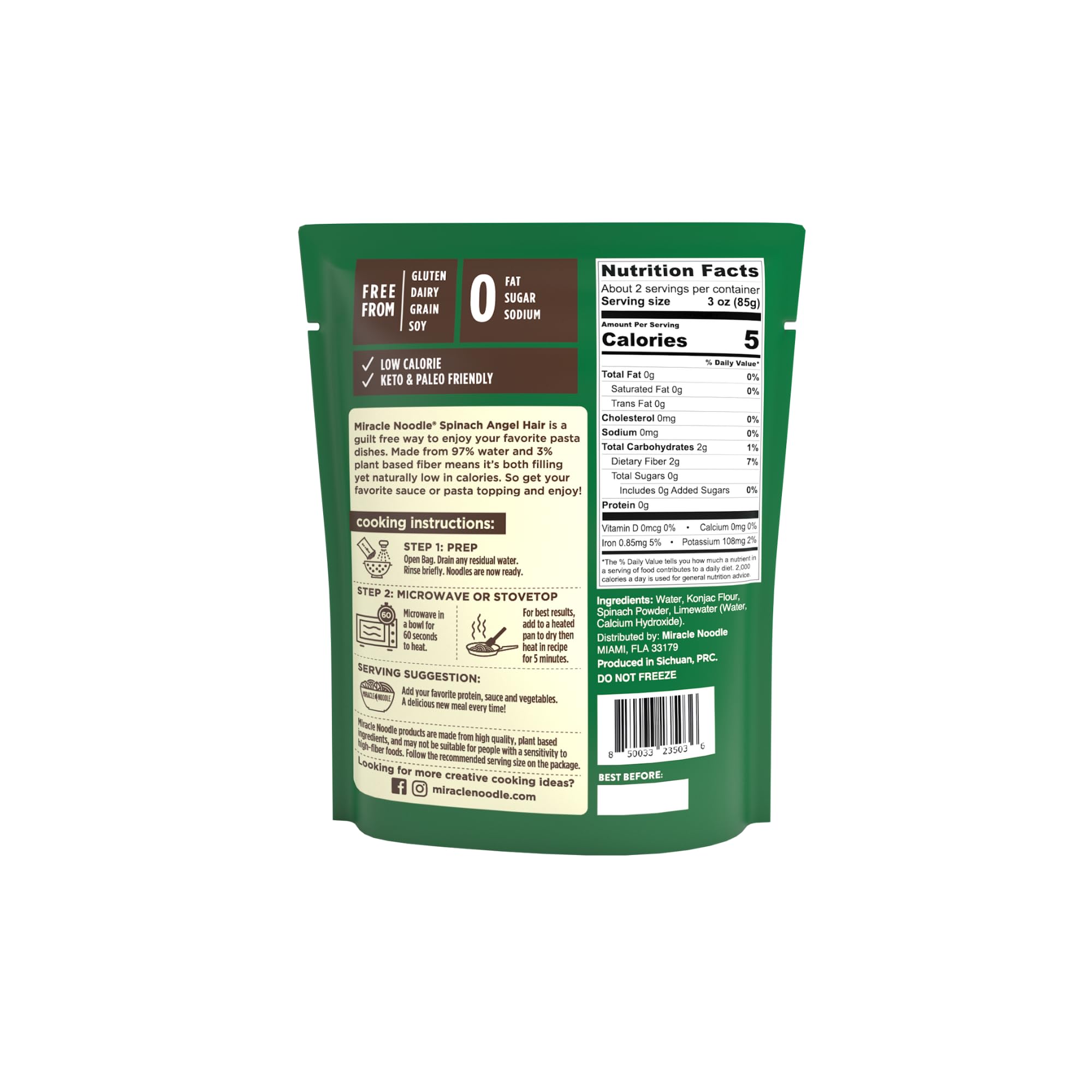 Miracle Noodle Spinach, 7 Ounce