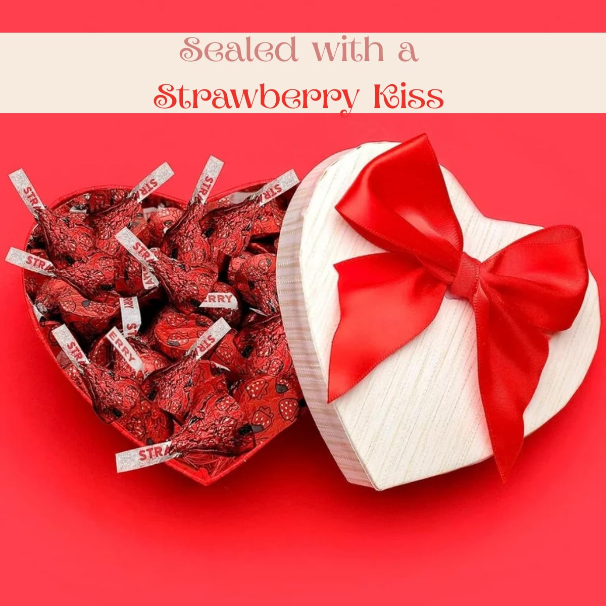 Candykrave Hershey'ss Kisses Strawberry Milk Chocolate candy - (2LB 180 pcs) - Bulk chocolate Silver Foil Candy variety pack - Delicious Treats