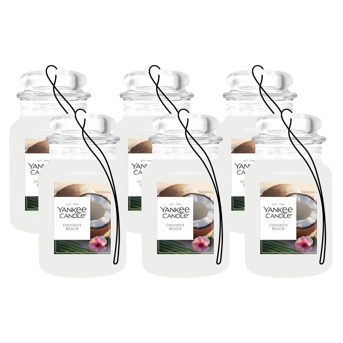 Yankee Candle Paper Car Jar, Coconut Beach (Pack of 6)