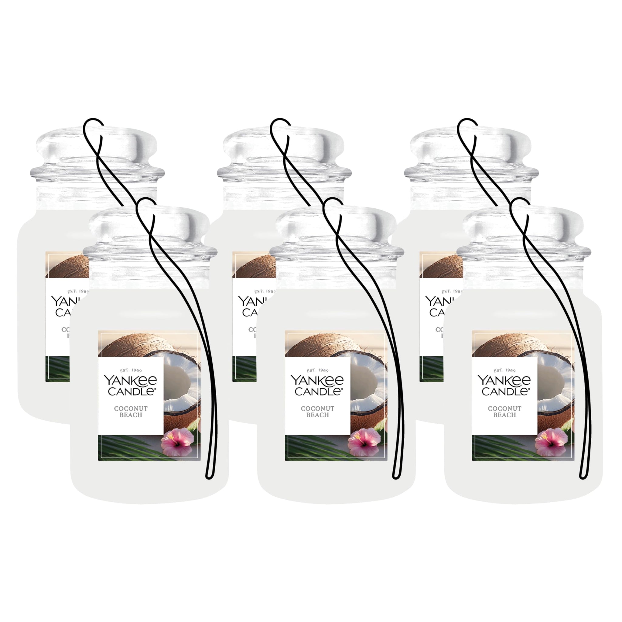 Yankee Candle Paper Car Jar, Coconut Beach (Pack of 6)