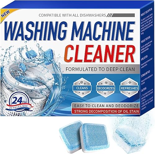 Biaccrss Washing Machine Cleaner Tablets, 24 Pack, 12 Month Supply, Pet-Safe Formula, HE Compatible for Top & Front Load Washers, Septic Safe