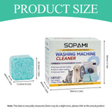 SOPAMI Washing Machine Cleaner Tablets 12 Pack, Deep Clean HE Front Load Top Load Washer, Remove Stubborn Pet Hair Odors, Septic Safe Pet Owner