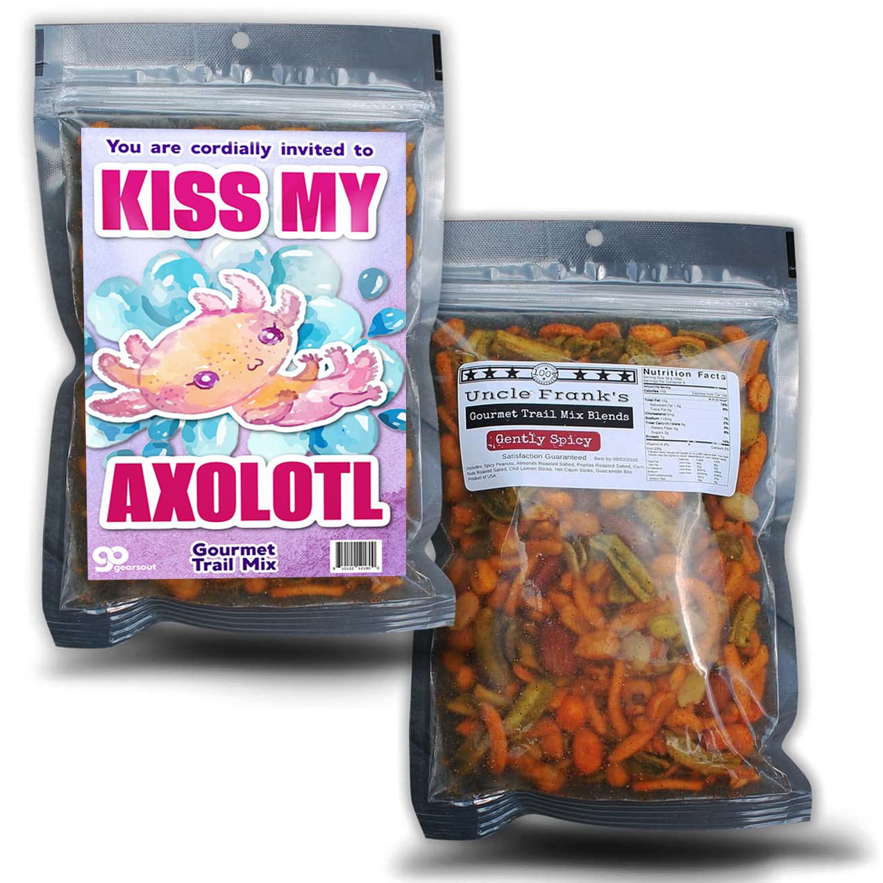 Kiss My Axolotl Trail Mix - Gourmet Snacks for Womens Gifts - Teen Stocking Stuffers Funny White Elephant Gifts USA