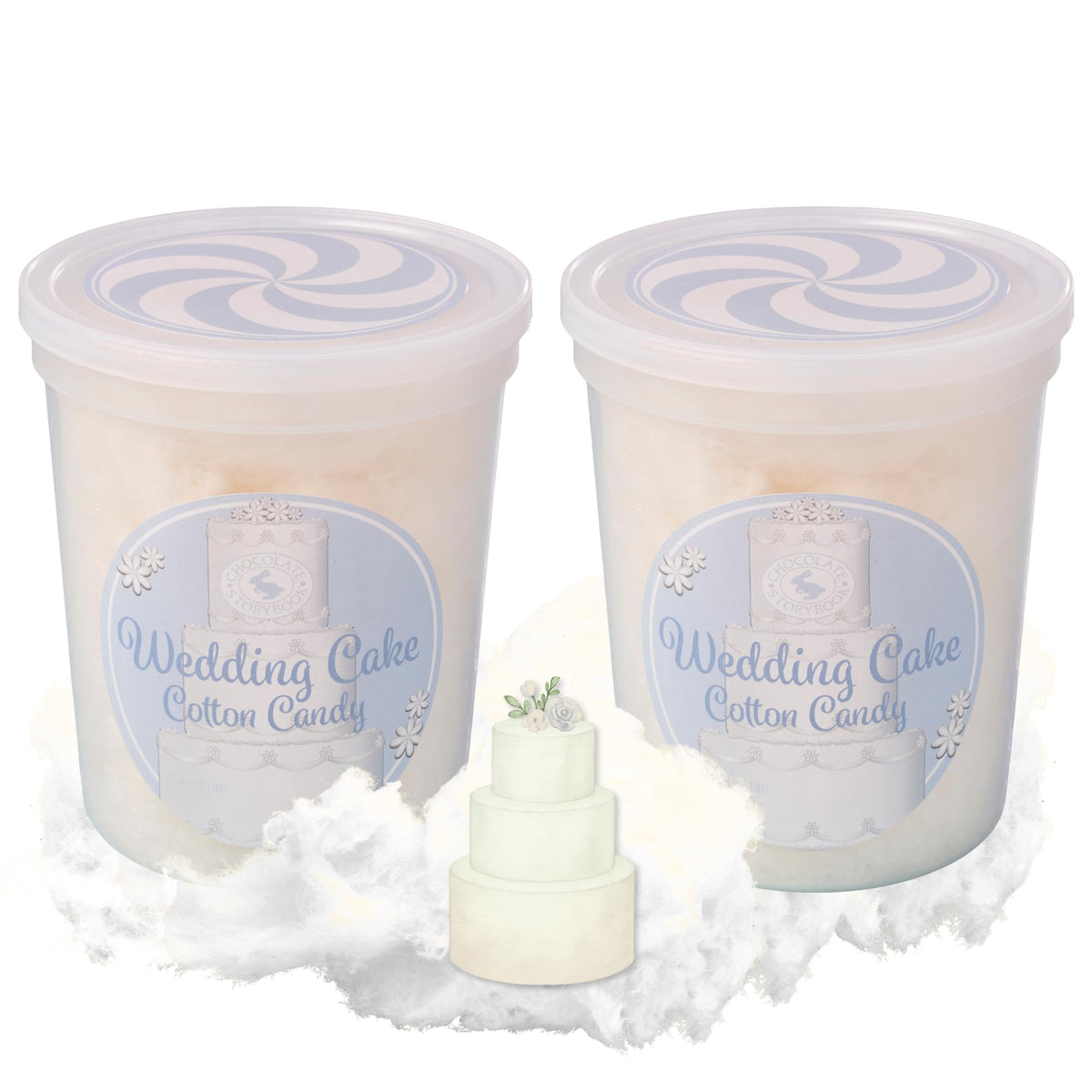 CHOCOLATE STORYBOOK Gourmet Flavored Cotton Candy - Unique Idea for Holidays, Birthdays, Gag Gifts, Party Favors (Wedding Cake, 1.75 oz, 2-Pack)