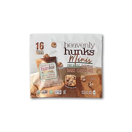 Heavenly Hunks Organic Oatmeal Dark Chocolate Chip Mini's - 1.2oz Bags (16 Pack)