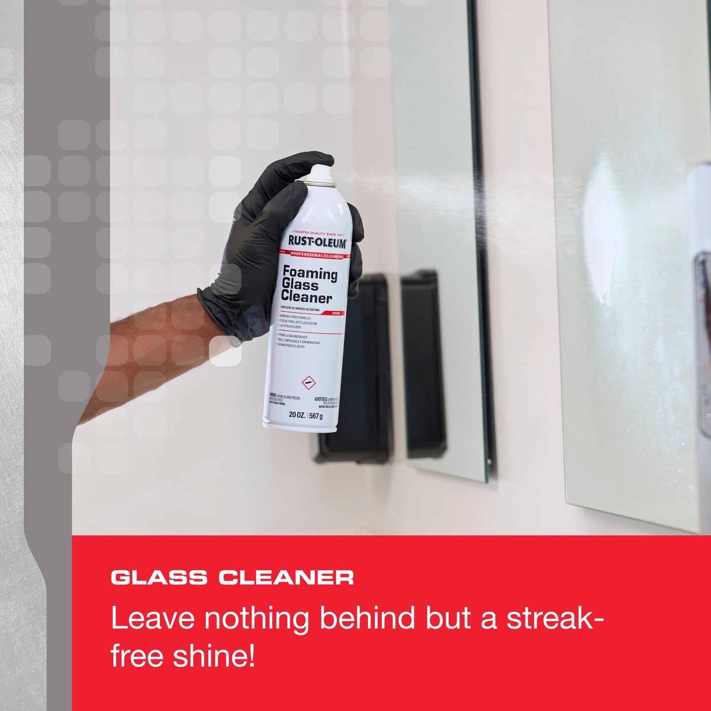 Rust-Oleum Professional Cleaners Foaming Glass Cleaner | 20oz Aerosol Can | Professional Strength | Ammonia-Free | Fresh Scent